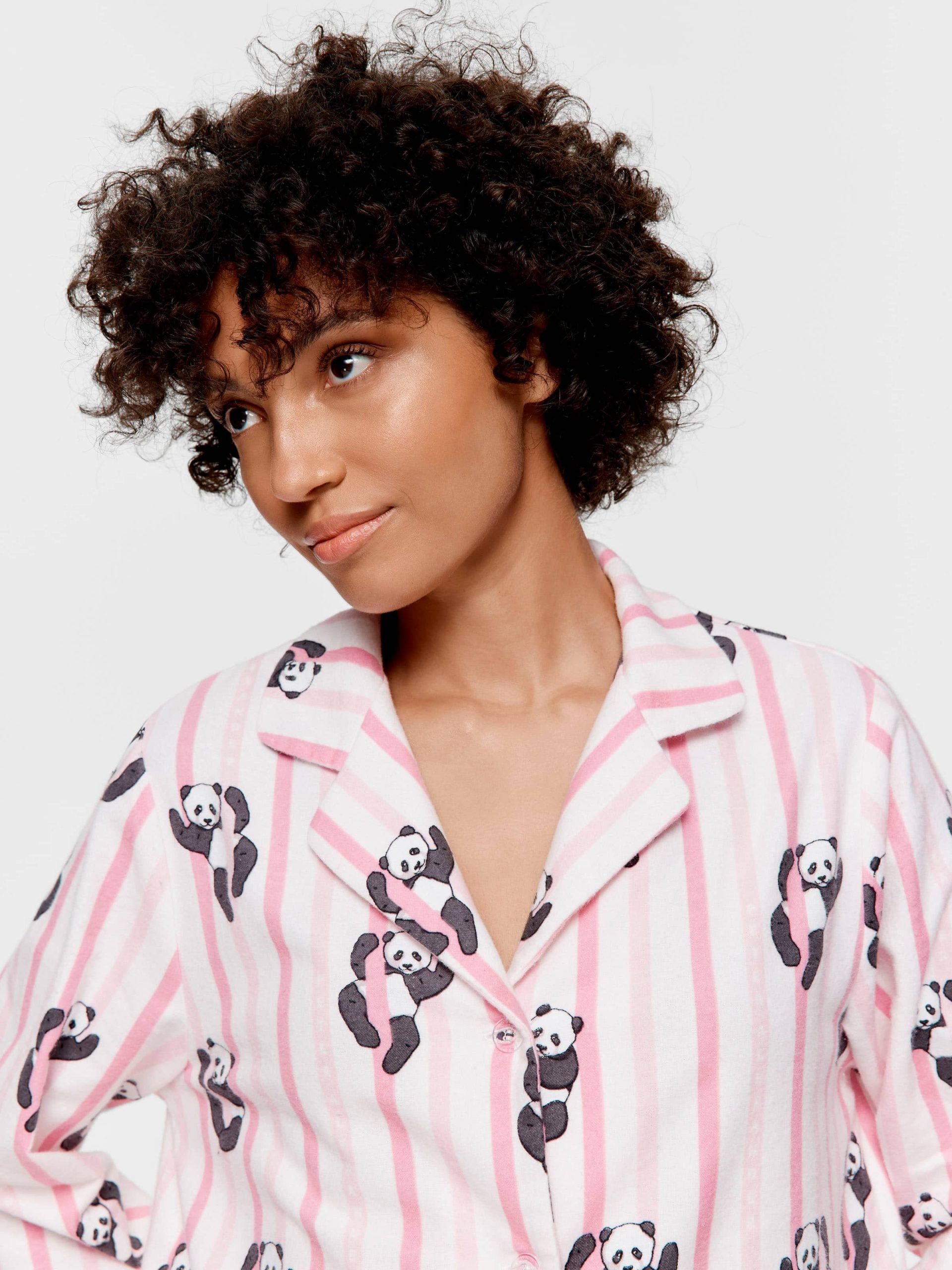 Panda Stripe Classic Flannelette Pj Set multi image 1