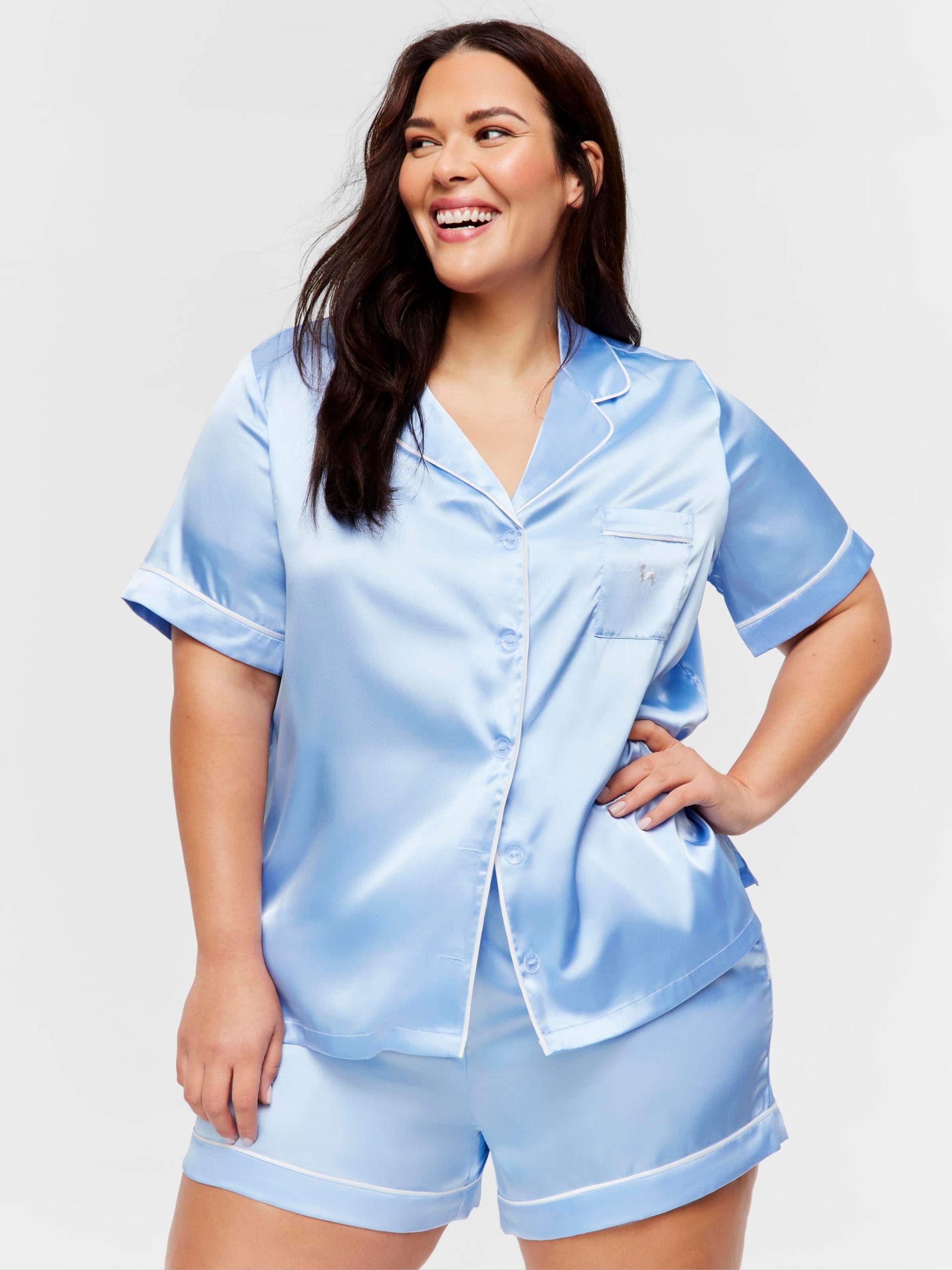 P.A. Plus Cornflower Blue Satin Pj Set Blue image 1