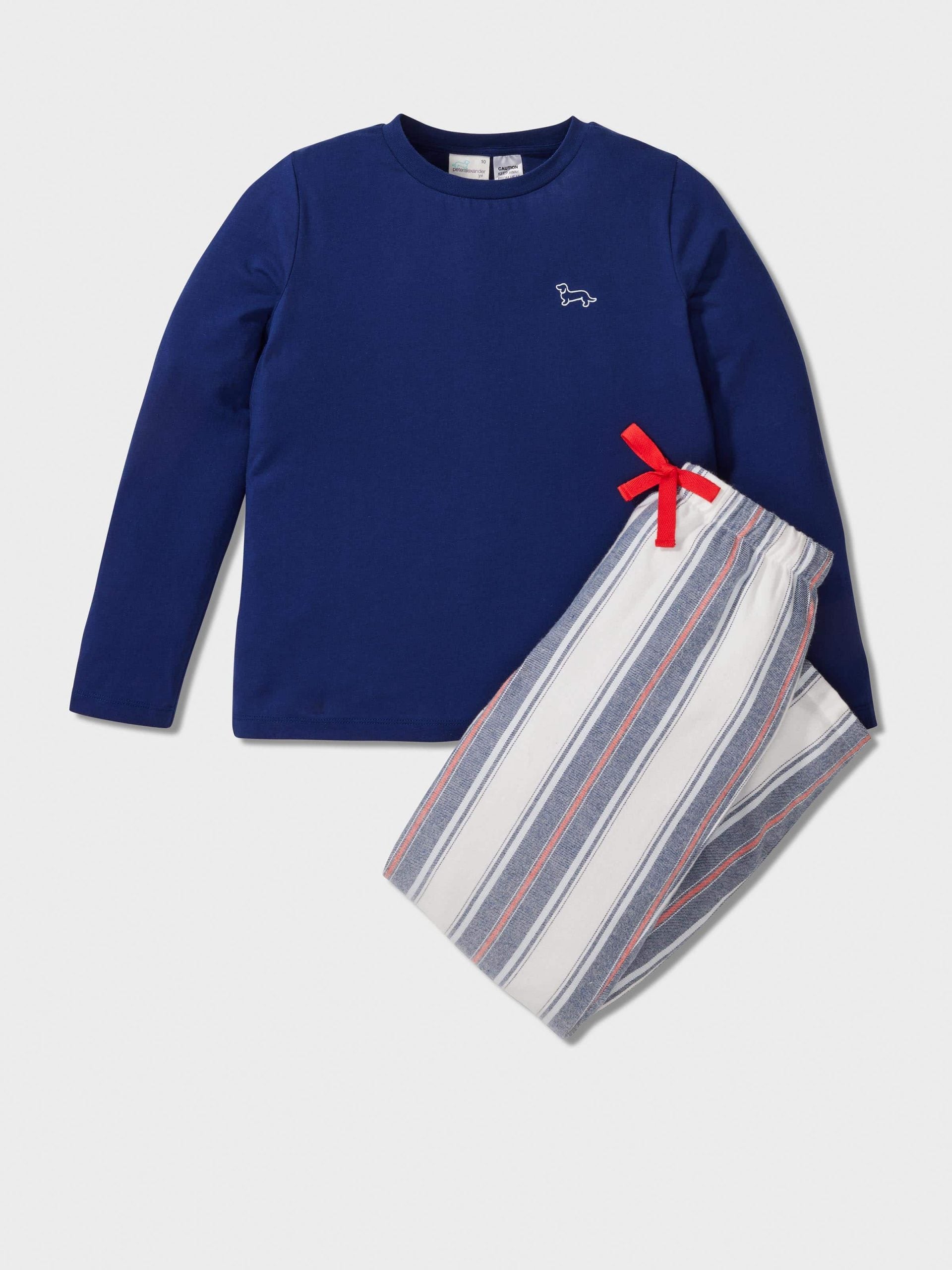 Boys Stripe Flannelette Long Pj Set Navy image 0